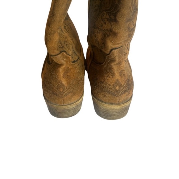 Roper Tall Stuff Snip Toe Brown Ankle Boots with Embroidered Design Sz 8 - Picture 5 of 7